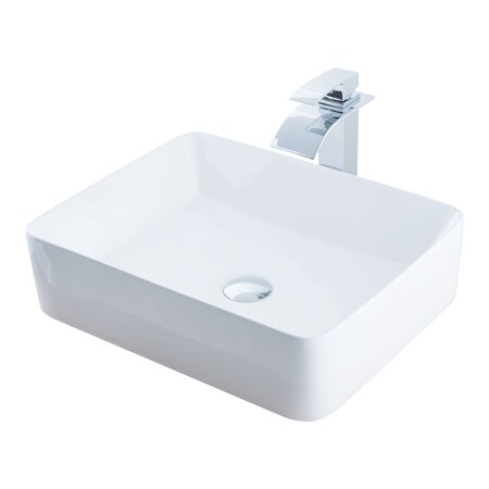 Novatto Porcelain Vessel Sink Combo with Chrome Faucet, Drain and Sealer NSFC-01321136CH
